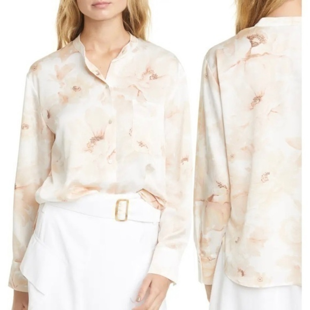 Vince Magnolia Band Collar Blouse Size S